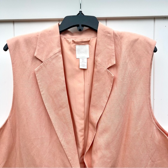 H&M Linen Vest, Sleeveless Blazer, Peach, Oversized, Size Large - Picture 4 of 5